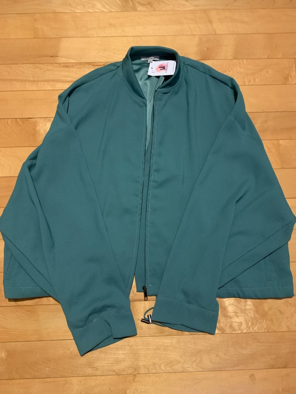 white birch Teal Zip-Front Bomber Jacket